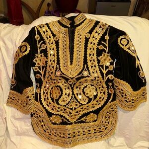 Embroidered Black and Gold Women's Jacket